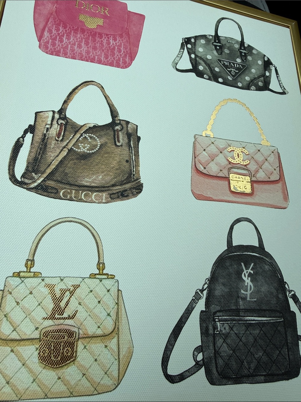 Luxury Licensed Art Frame Pink Quilted Top-Handle Bags Print - NWOT - Picture 4 of 6